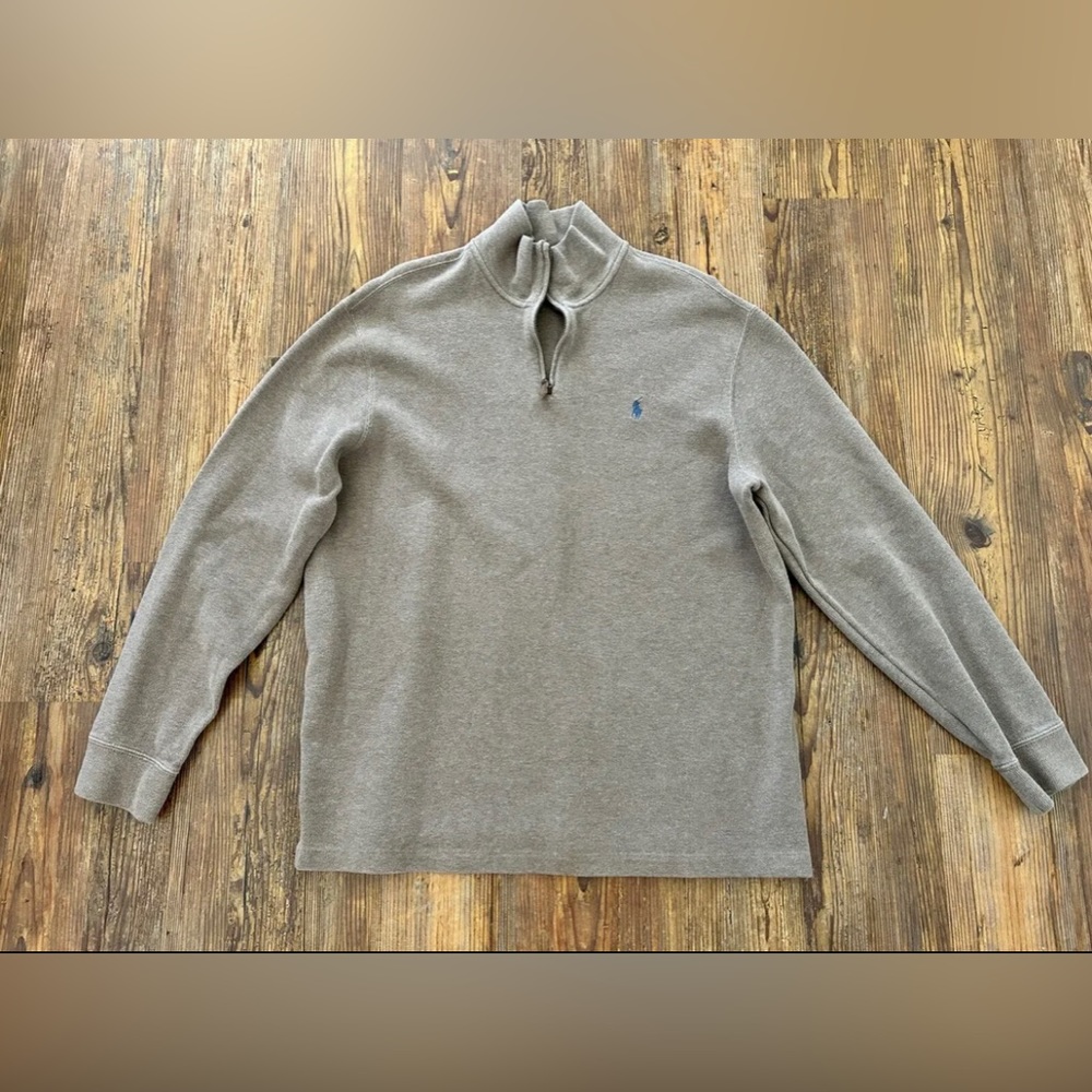 Polo Ralph Lauren Quarter Zip Pullover Sweater XL Brown Cotton Pony 1/4